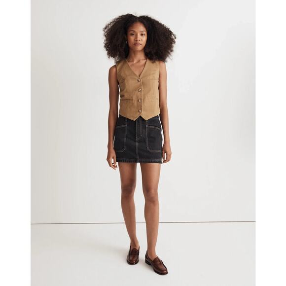 MADEWELL Button-Front Vest (Re)generative Chino Dark Khaki Twill NWT - Picture 3 of 12